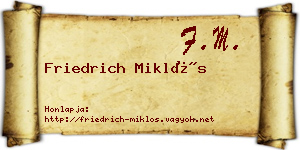 Friedrich Miklós névjegykártya
